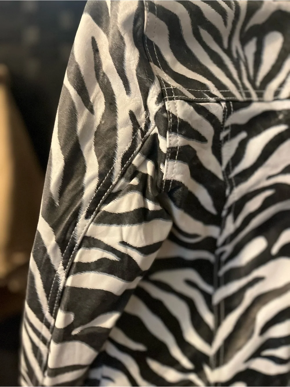 Wilson’s Leather Women’s  Black & White Zebra Print Jean Jacket